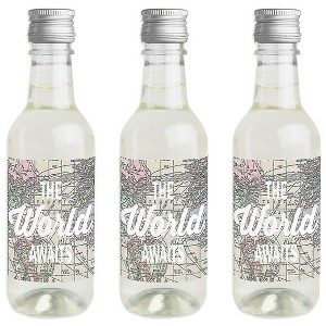 Big Dot of Happiness World Awaits - Mini Wine and Champagne Bottle Label Stickers - Travel Themed Favor Gift for Women and Men - Set of 16 - 1 of 4