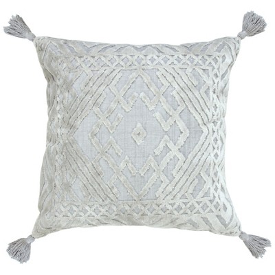 HomeRoots 20" X 20" Silver Gray And Light Gray Viscose Zippered Pillow