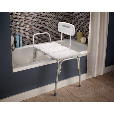 White Adjustable Plastic Bathtub Transfer Bench