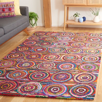 Handmade Red Cotton Tufted Rectangular 6' x 9' Area Rug