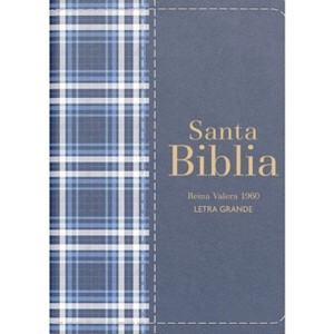 Biblia Rvr 1960 Compacta Símil Piel Cuadros Azul Marino Oscuro (Bible Rvr 1960 Compact Size Leatherlike Navy Blue Checked Pattern (Spanish Edition) - 1 of 1
