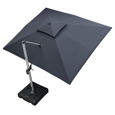 PURPLE LEAF Patio Outdoor Rectangle Umbrella with Base Large Cantilever Umbrella Windproof Offset Heavy Duty Sun for Garden Deck Pool
