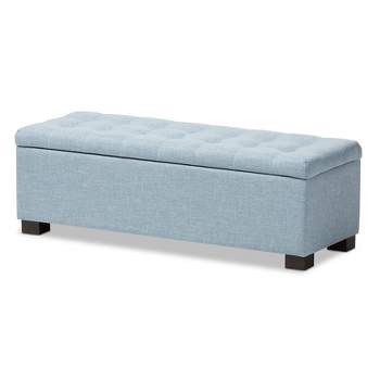 Roanoke Modern And Contemporary Fabric Upholstered Grid - Tufting Storage Ottoman Bench - Baxton Studio