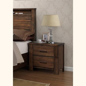 Oak Finish 1pc Nightstand Wooden Bedside Table 2x Drawers Storage Bedroom Furniture - 1 of 4