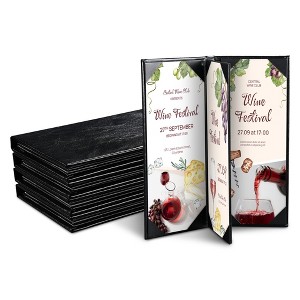 WeChef 5 Pack Menu Covers 4.25"x11" 4 View Angled Corners Wine List Restaurant - 1 of 4
