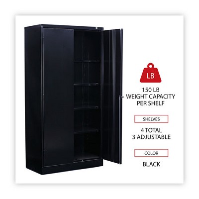 Black Industrial Steel Lockable Office Cabinet with Adjustable Shelving