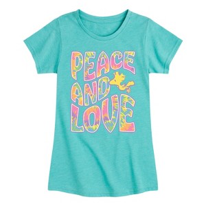 Girls' - Peanuts - Peace & Love Woodstock Fitted Short Sleeve Graphic T-Shirt - 1 of 4