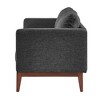 Clyde Linen Upholstered Sofa Charcoal Gray - Inspire Q: Mid-Century Design, Walnut Wood Finish, Seats 3 - 3 of 4