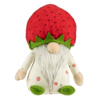 Northlight 9.5" Green and Red Boy Springtime Strawberry Gnome