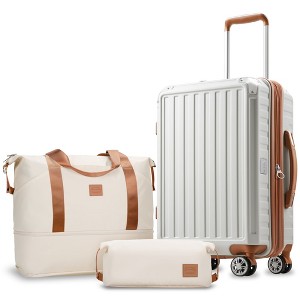 LUGGEX Carry On Luggage Sets 3 Piece, PC Expandable Hardshell Luggage with Spinner Wheels,White Black - 1 of 2
