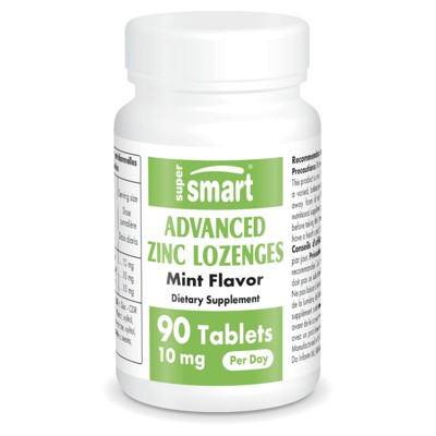 SuperSmart Advanced Zinc Lozenges 10mg per Day - Natural Mint Flavor - Zinc Bisglycinate | Non-GMO, Sugar Free & Gluten Free - 90 Tablets