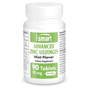SuperSmart Advanced Zinc Lozenges 10mg per Day - Natural Mint Flavor - Zinc Bisglycinate | Non-GMO, Sugar Free & Gluten Free - 90 Tablets - 1 of 1