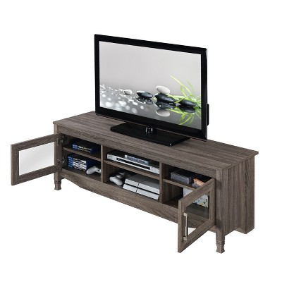 Driftwood Gray Premium MDF TV Stand with Cabinet for Up to 65" TVs