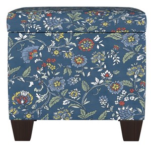 Skyline Furniture Fairland Square Storage Ottoman Bandana Blue: Upholstered Footstool with Lid - 1 of 4