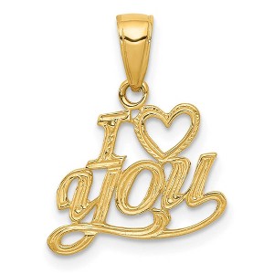 Black Bow Jewelry 14k Yellow Gold I Heart You Pendant, 16mm - 1 of 4