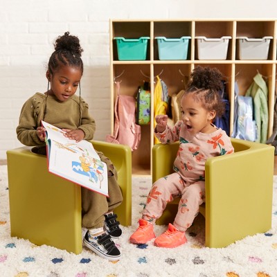 Fern Green Plastic Multipurpose Table and Cube Chair Set