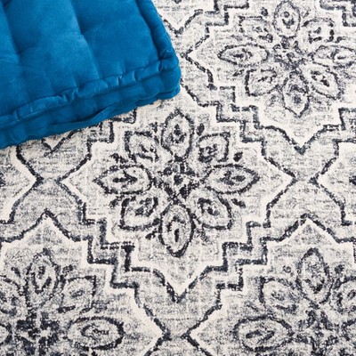 Handmade Dark Blue and Gray Wool 8' x 10' Abstract Area Rug