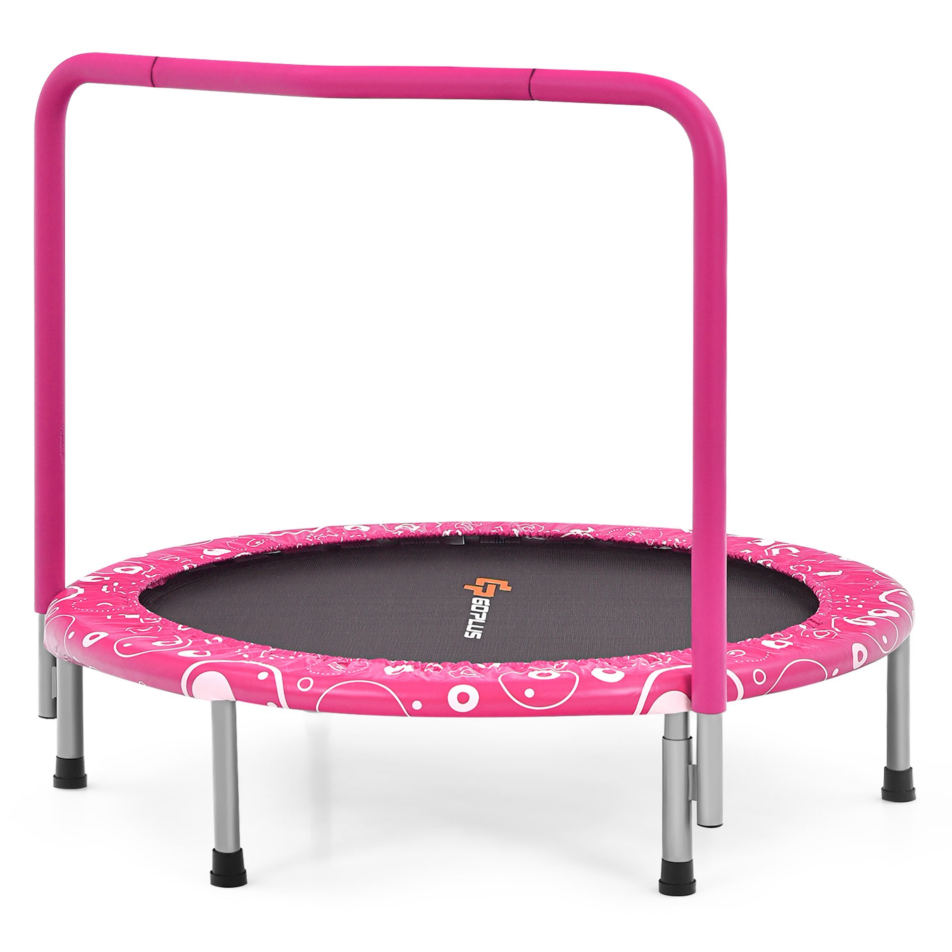 Costway 36'' Kids Trampoline Rebounder W/Full Covered Handrail & Pad Indoor Outdoor Pink