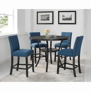 NicBex Round Dining Table for 4 Morden Counter Height Table with Wood Tabletop, 4 Upholstered Chairs and Open Shelf for Dining Room - 1 of 4