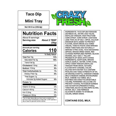 Crazy Fresh Taco Dip Mini Tray - 8oz
