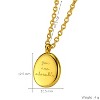 Gold Titanium Steel Engraved Oval - Pendant Classic Women's Necklace - 4 of 4