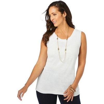 Jessica London Women's Plus Size Scoop-Neck Sweater Tank