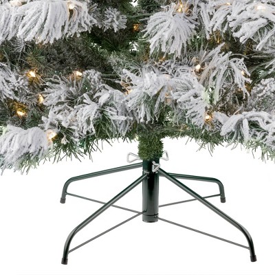 7.5 Ft Pre-Lit Snowy Spruce Artificial Christmas Tree with Warm White Lights