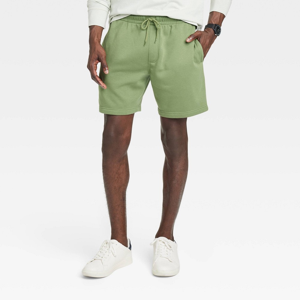 (6 case pack)Men's 7" Ultra Soft Fleece Pull-On Shorts - Goodfellow & Co™ Green XL/XXL/L/MM/M/S/XS