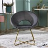 Dexmalle Silky Velvet Upholstered Accent Chair with Gold Tone Finished Base - 3 of 4