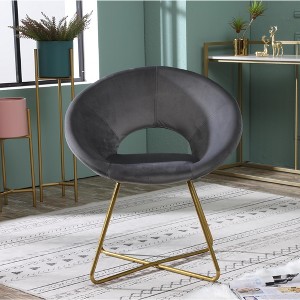 Silky Vanity Chair with Back,Velvet Accent Chair for Living Room,Criss Cross Chair with Gold Legs, Upholstered Vanity Chair for Bedroom - 1 of 4