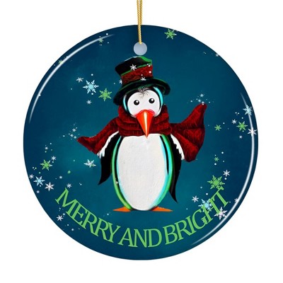 Merry and Bright Penguin Christmas Ornament| OrnamentallyYou