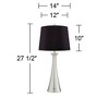 360 Lighting Karl Modern Table Lamps 27 1/2" Tall Set of 2 Brushed Nickel with USB and AC Power Outlet in Base Black Faux Silk Shade for Bedroom House - 4 of 4