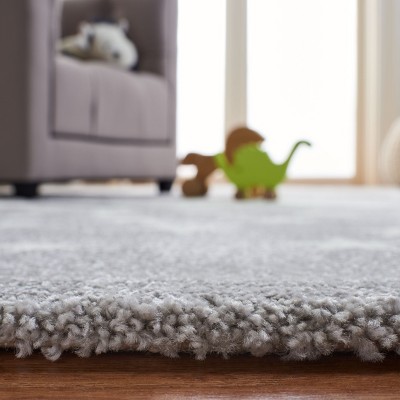 Stellar Playtime Round Non-Slip Rug for Kids - Light Grey & White, 4'x6'