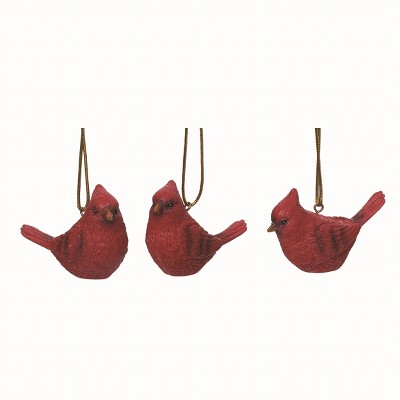 Transpac Resin Red Christmas Bright Cardinal Ornaments Set of 3