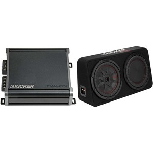 Kicker 48TCWRT102 CompRT 10" subwoofer in thin profile enclosure, 2ohm with 46CXA4001 Amp Bundle - 1 of 4