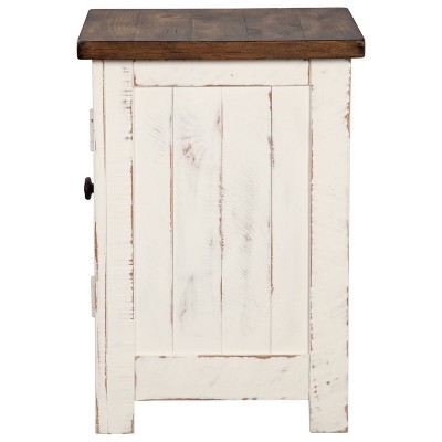Modern Farmhouse Two-Tone Chairside Table with Storage