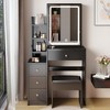 Small Space Left Bedside Cabinet Vanity Table + Cushioned Stool, Extra Large Touch Control Sliding LED Mirror - image 2 of 4