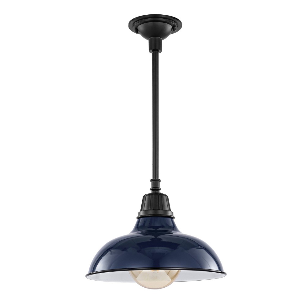 Photos - Chandelier / Lamp 12.25" 1-Light Jasper Farmhouse Industrial Iron LED Pendant Navy - JONATHA