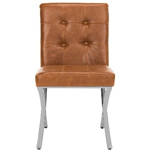 Walsh Tufted Side Chair Light Brown/Chrome - Safavieh, Light Brown/Grey