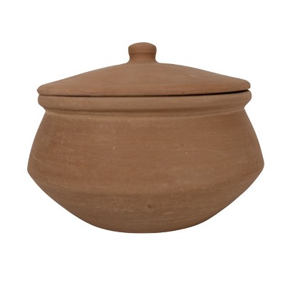 Natural Terracotta Serving Pot with Lid by Foreside Home & Garden