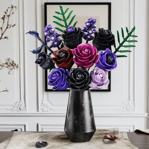 546PCS Purple Roses Flowers Bouquet Building Set Mother's Day Birthday Gifts for Adults - 1 of 4
