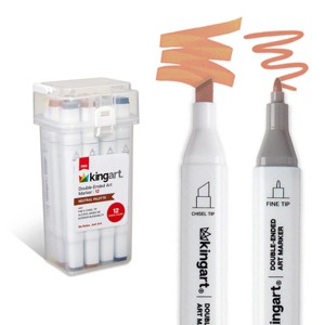 KINGART PRO Double-Ended Markers 12 Neutral Colors - 1 of 4
