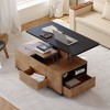 Munora 47" Lift-Top Foldable Walnut Coffee Table with 2 Drawers & Cabinet Storage - Hydraulic Lifting, Lockable Wheels - 2 of 4