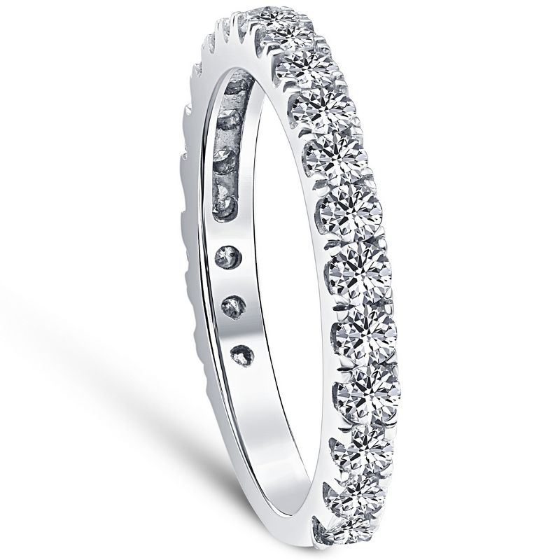 Pompeii3 1 ct Diamond Wedding Ring 14k White Gold Womens Anniversary Stackable Jewelry, 3 of 6