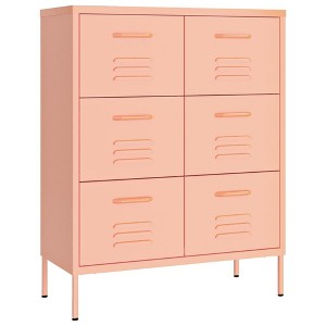 vidaXL Drawer Cabinet Freestanding Storage File Cabinet for Home Office Steel - Pink - 1 of 4