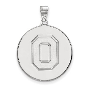 Black Bow Jewelry 14k White Gold Ohio State Buckeyes NCAA Extra Large Pendant - 1 of 3