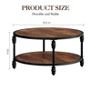 GustoWave Small Round Table, 2 Tier Center Table with Storage Shelf & Metal Frame for Living Room, Bedroom, Home Office, Rustic Brown - 2 of 4