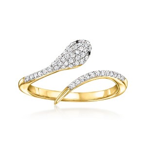 Ross-Simons 0.20 ct. t.w. Black and White Diamond Snake Ring in 18kt Gold Over Sterling - 1 of 4