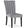 2pc Casual Upholstered Velvet Upholstery Chair Channel Tufted Back Wooden Dining Room Furniture Gray Black - 2 of 4