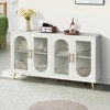 60" Wood TV Stand for 65 Inch TV, Storage Cabinet with Adjustable Shelves and Glass Doors, Modern Console for Living Room or Bedroom - 2 of 4